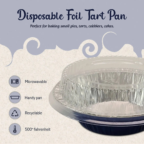 5" Disposable Foil Tart / Pie Pan with Plastic Lid   #501P KitchenDance