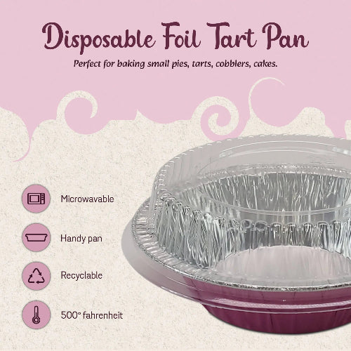 5" Disposable Foil Tart / Pie Pan with Plastic Lid   #501P KitchenDance