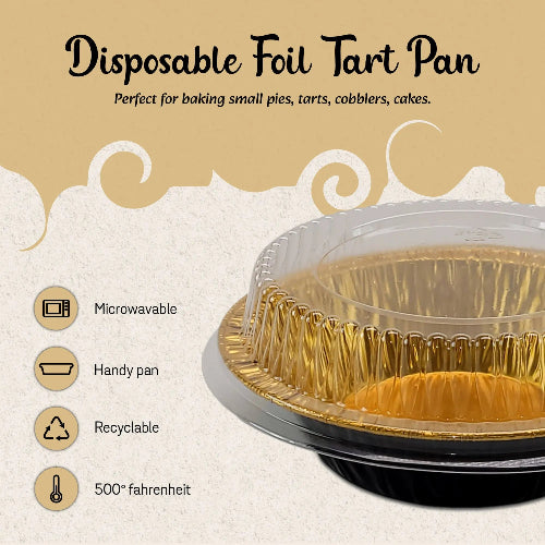 5" Disposable Foil Tart / Pie Pan with Plastic Lid   #501P KitchenDance