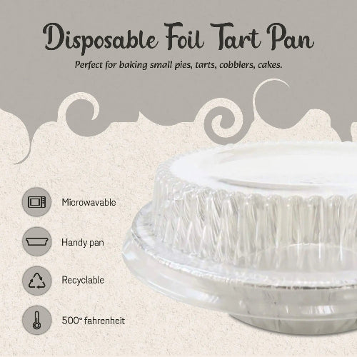 5" Disposable Foil Tart / Pie Pan with Plastic Lid   #501P KitchenDance