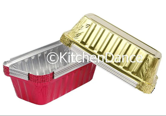 disposable aluminum foil 2 lb. loaf pan, baking pan, food container with board lid