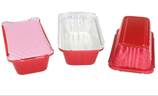 disposable aluminum foil 2 lb. loaf pan, baking pan, food container with board lid, carryout pan, takeout pan 