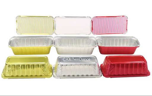 disposable aluminum foil 2 lb. loaf pan, baking pan, food container with board lid, carryout pan, takeout pan 