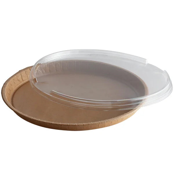 13" Kraft Oven-Safe Takeout Pizza Tray with Lid Combo Pack - #68260