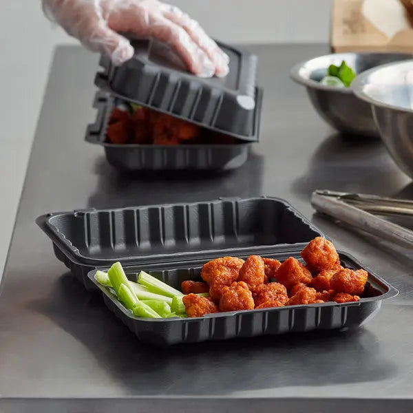 9 x 6 x 3 MFPP 1 Compartment Hinged Take Out Containers D&W Fine Pack