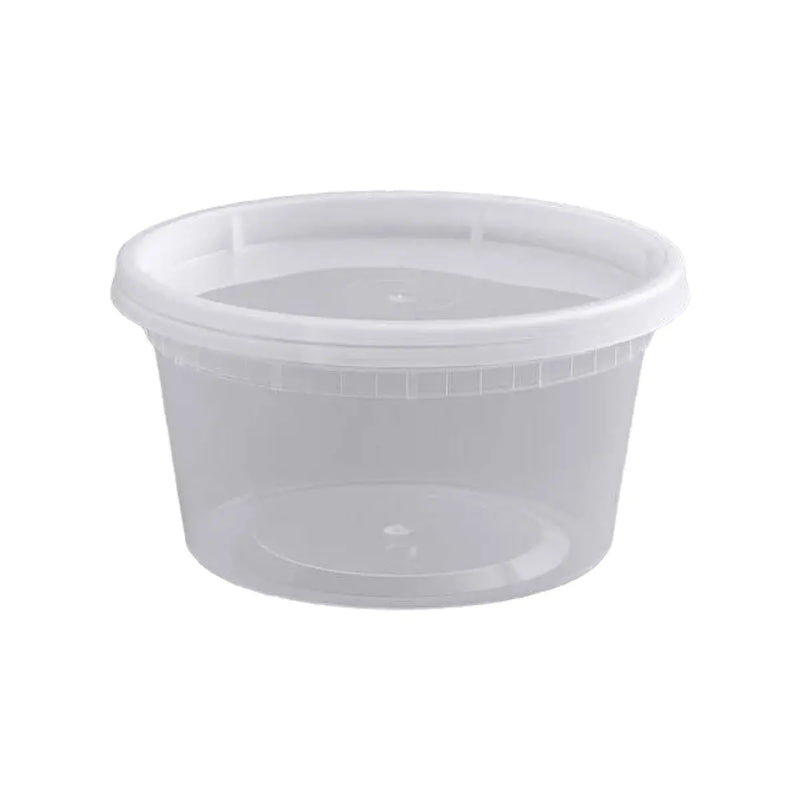Tripack Deli Pro 12 oz. Round Microwavable Food Storage Deli Container With Lid Combo Pack - #TD40012 - Pack of 48 Tripack Deli Pro