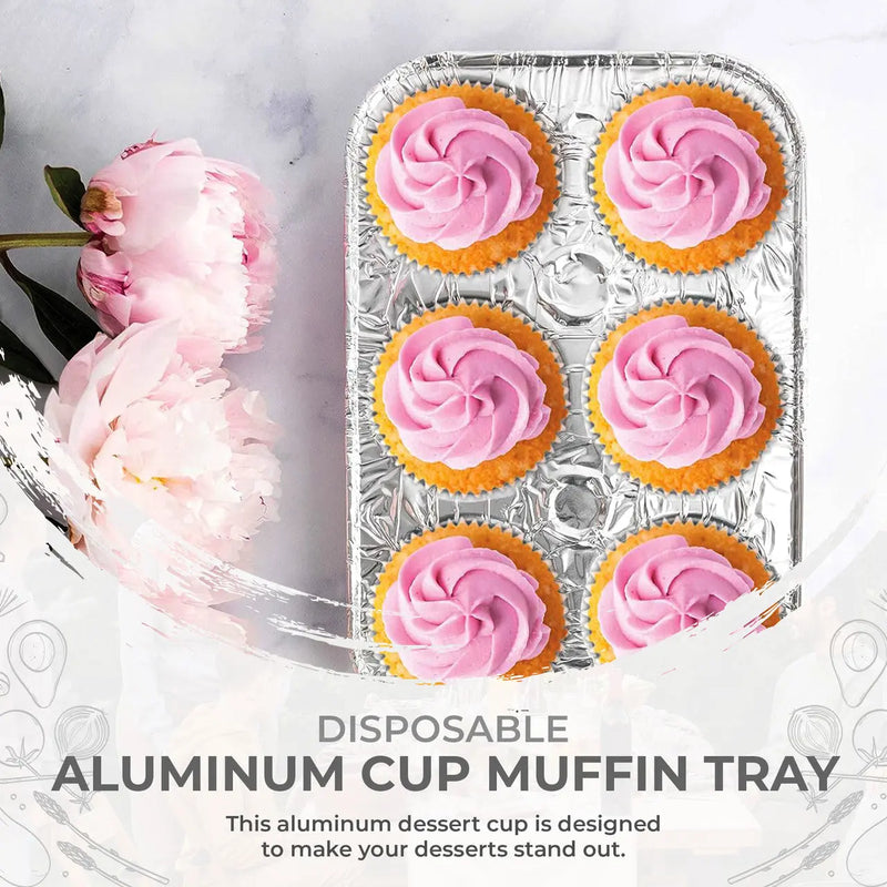 Disposable Aluminum Foil 6 Cup Muffin Pan  #1500 Durable Packaging