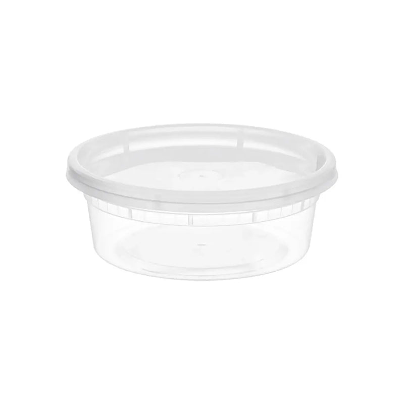 Tripack Deli Pro 8 oz. Round Microwavable Food Storage Deli Container With Lid Combo Pack - #TD40008 -Pack of 48 Tripack Deli Pro