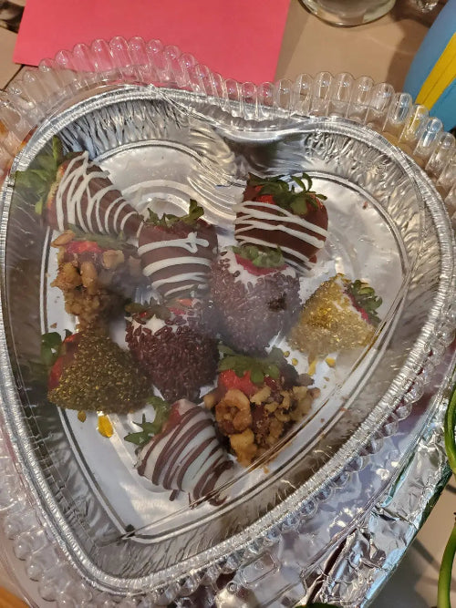 Disposable Heart Shaped Foil Pan and Plastic Clamshell Container Combo  #339-99 KitchenDance