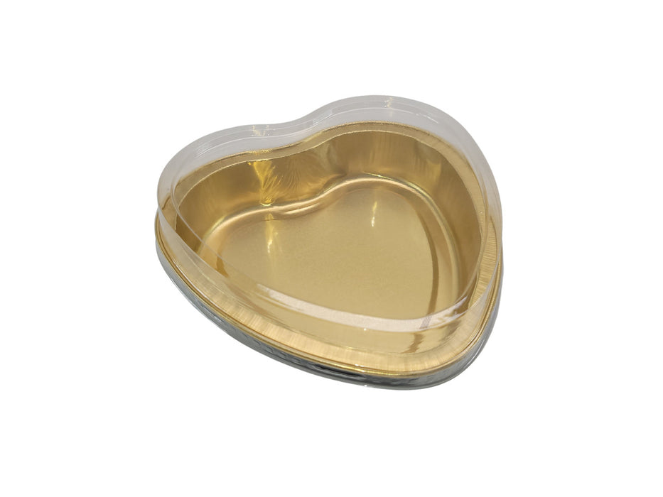 8 oz.  Disposable Heart shaped Foil Pan with Snap-on Plastic Lid  #A255P