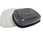 Large 64 oz. Black and Gold Foil Entrée Pan with Dome Lid Durable Packaging