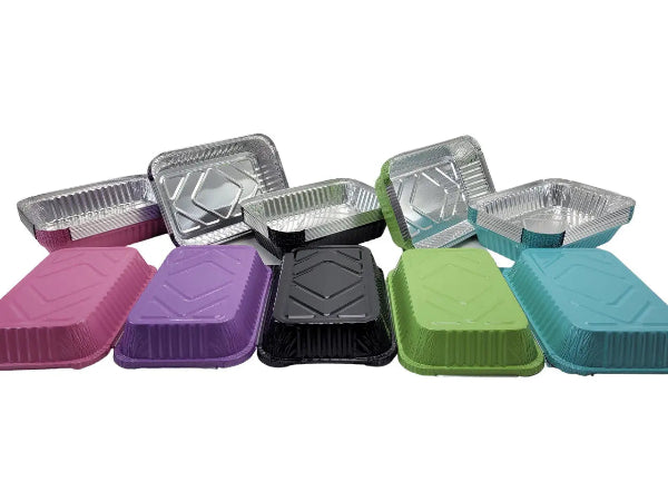 Colored Disposable Aluminum 1½ lb. Shallow Oblong Pan with Board Lid #6417L KitchenDance