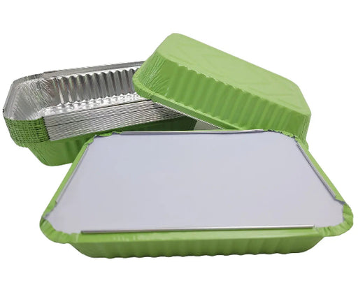 Colored Disposable Aluminum 1½ lb. Shallow Oblong Pan with Board Lid #6417L KitchenDance