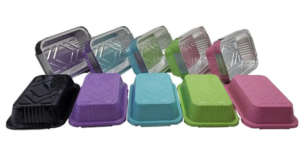 Colored Aluminum 1½ lb. Foil Deep Carryout Pan with Plastic Lid  #7650P KitchenDance