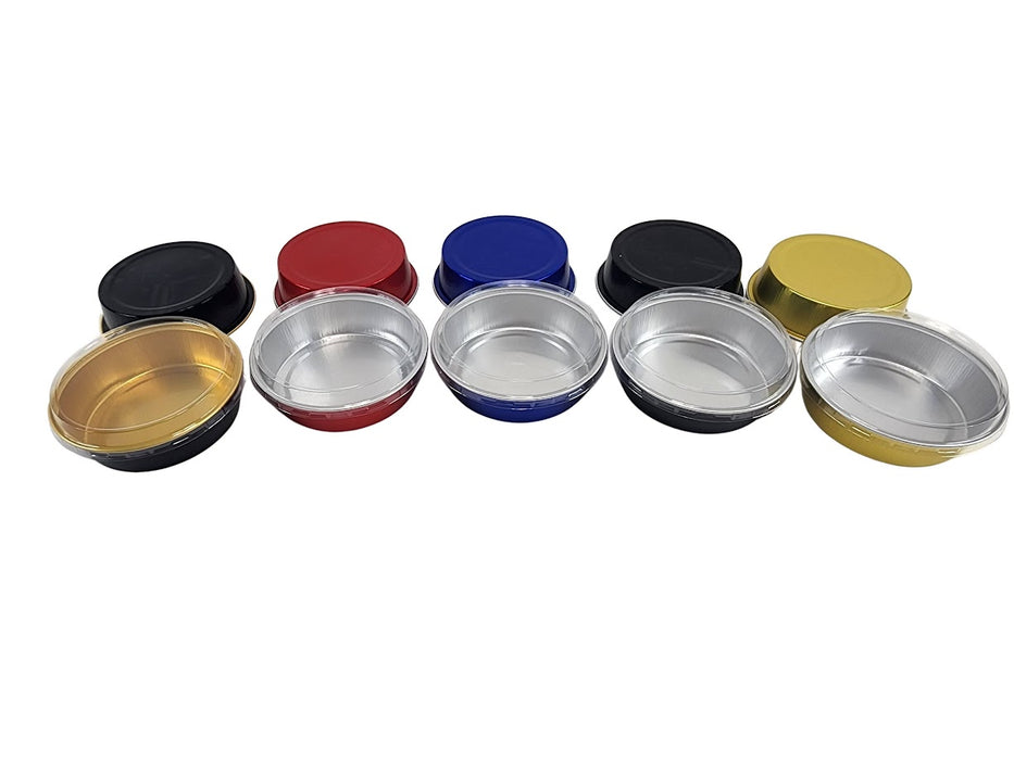 8 oz. Smooth wall Disposable Round Foil Pan with Snap-on Plastic Lid  #A42P