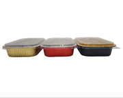 8" x 5" Colored Heavy Aluminum Entrée Pan with Plastic Lid #A67P KitchenDance