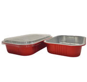 8" x 5" Colored Heavy Aluminum Entrée Pan with Plastic Lid #A67P KitchenDance