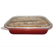 8" x 5" Colored Heavy Aluminum Entrée Pan with Plastic Lid #A67P KitchenDance