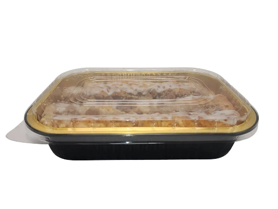 8" x 5" Colored Heavy Aluminum Entrée Pan with Plastic Lid #A67P KitchenDance