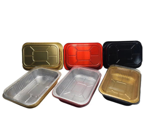 11" X 7"  Colored Heavy Aluminum Entrée Pan with Plastic Lid #A71P KitchenDance