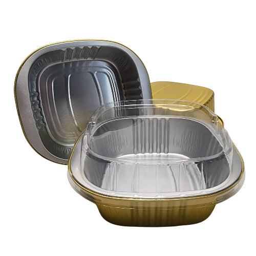 5" x 5" Colored Aluminum  Heavy Foil Square Pan with Lid Combo #A69P KitchenDance