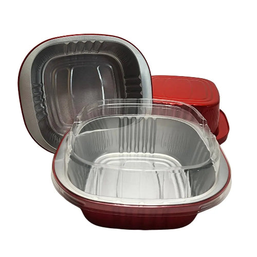 5" x 5" Colored Aluminum  Heavy Foil Square Pan with Lid Combo #A69P KitchenDance