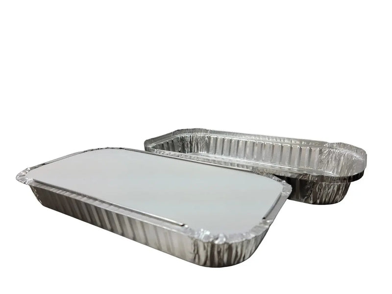 3 lb. Disposable Aluminum Foil Oblong Pan with Board Lid #110L D&W Fine Pack