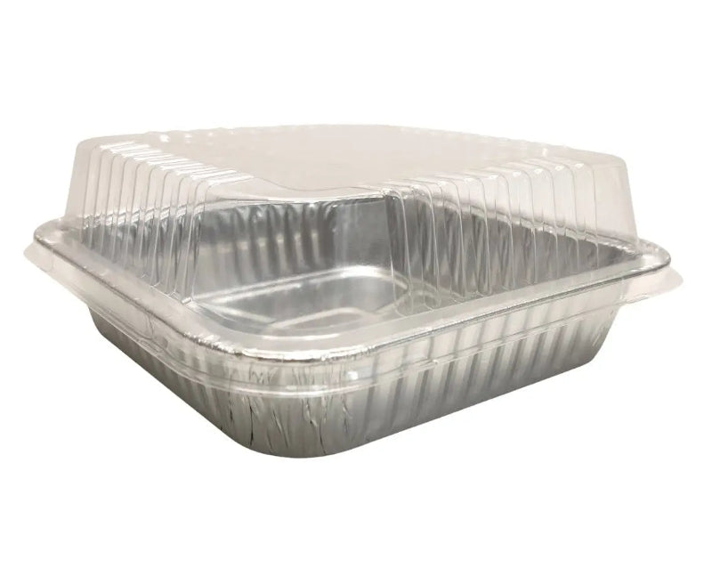 9" Square  Disposable Foil Cake Pan with Clear Dome Lid    #1100P Durable Packaging