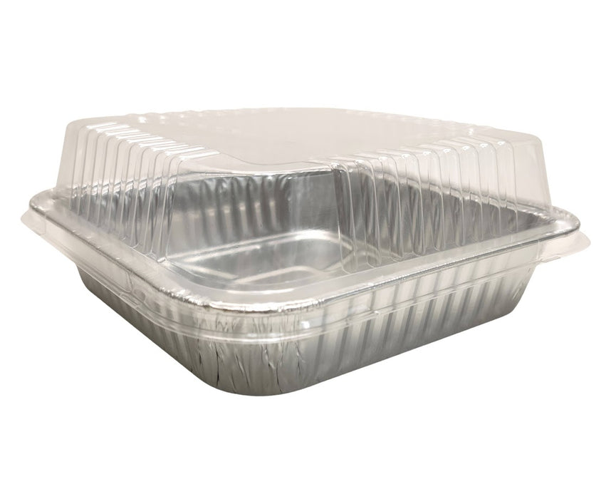 9" Square  Disposable Foil Cake Pan with Clear Dome Lid    #1100P