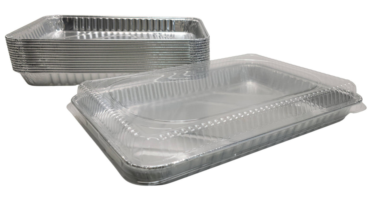 Disposable  Aluminum Foil 1/4  Sheet Cake Pan with Plastic Lid  #1200P