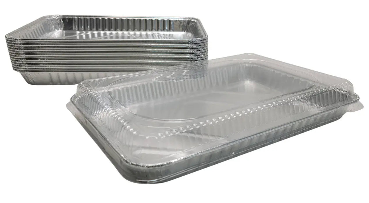 Disposable Aluminum Foil 1/4 Sheet Cake Pan with Plastic Lid