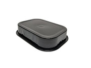 16 oz. Black and Gold Foil Entrée or Take Out Pan with Dome Lid #9220PT Durable Packaging