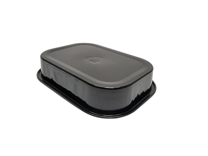16 oz. Black and Gold Foil Entrée or Take Out Pan with Dome Lid #9220PT Durable Packaging