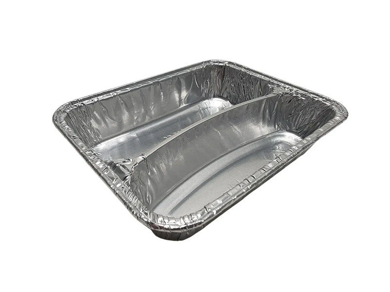 Disposable Aluminum Foil Two Compartment Hot Dog Tray   #215 Durable Packaging