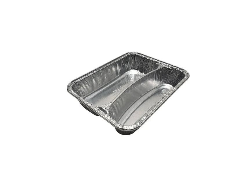 Disposable Aluminum Foil Two Compartment Hot Dog Tray   #215 Durable Packaging