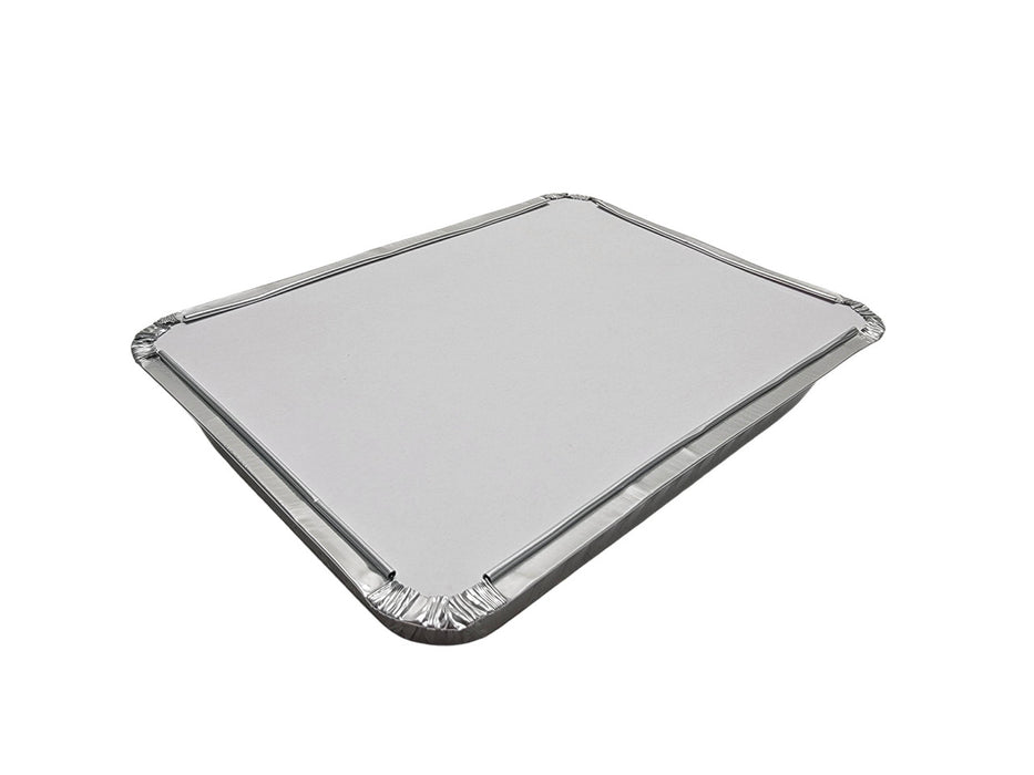 Bandeja de aluminio para llevar de 1½ lb con tapa de cartón, poco profunda, n.° 230 l