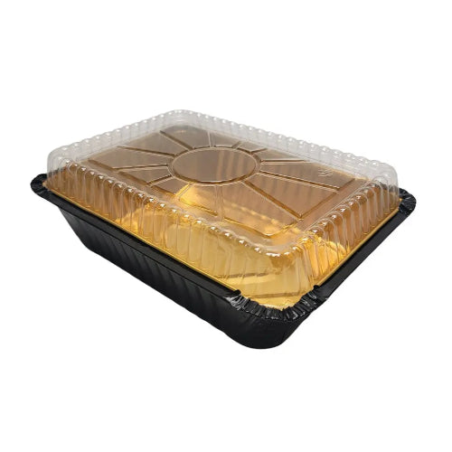 2¼ lb. Disposable Heavy Foil Carryout Pan with Plastic Lid   #6421P KitchenDance