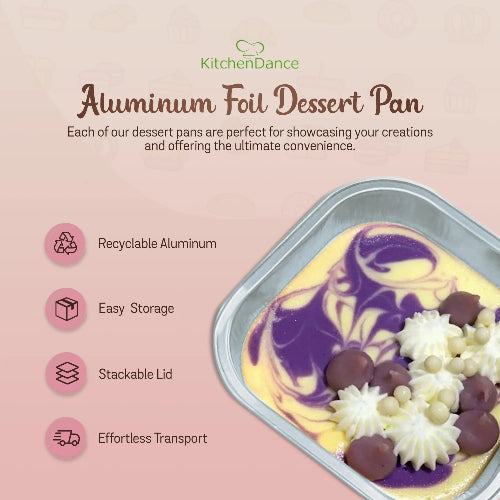 4" Square Colored Aluminum Foil Dessert Pan with Snap-On Plastic Lid   #A6P KitchenDance