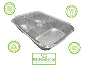 3 Compartment Disposable Foil Carryout Pan with Plastic Lid  #210P Durable Packaging