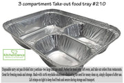3 Compartment Disposable Foil Carryout Pan with Plastic Lid  #210P Durable Packaging
