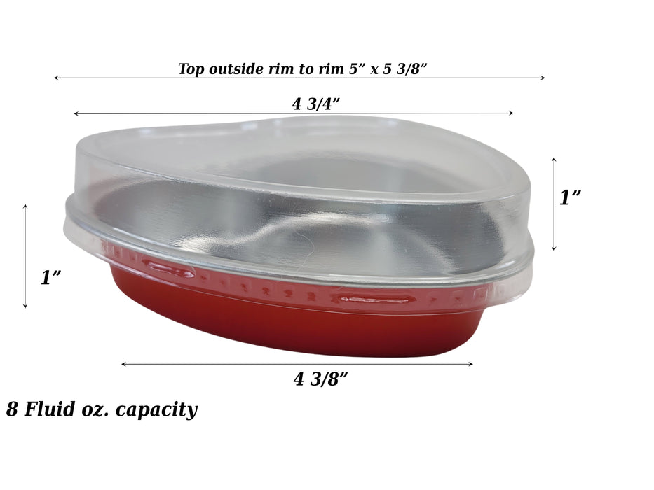 Bandeja de aluminio desechable de 8 oz con forma de corazón y tapa de plástico a presión n.° A255P