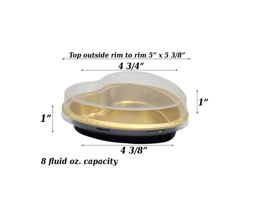 8 oz.  Disposable Heart shaped Foil Pan with Snap-on Plastic Lid  #A255P