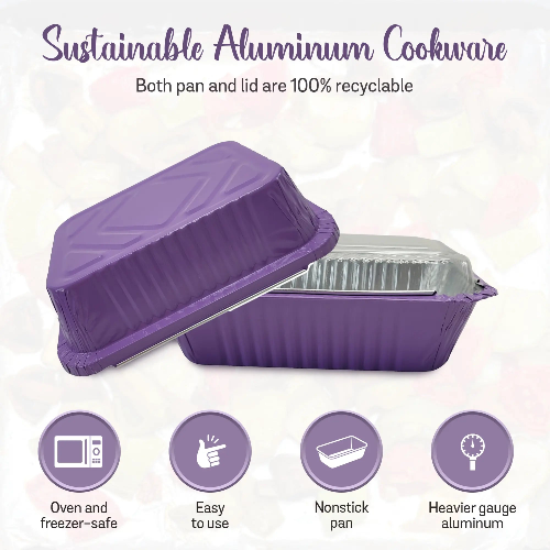 Colored Aluminum 1½ lb. Foil Deep Carryout Pan with Plastic Lid  #7650P KitchenDance