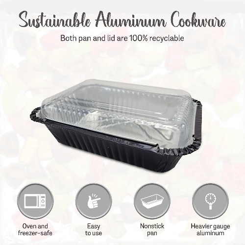 Colored Aluminum 1½ lb. Foil Deep Carryout Pan with Plastic Lid  #7650P KitchenDance