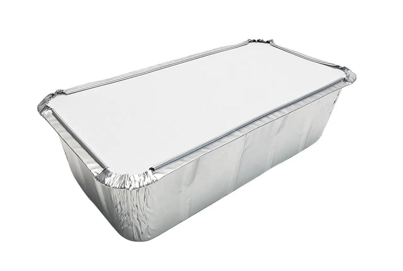 2 lb. Disposable Aluminum Foil Loaf Pan with Crimp-on Board Lid  #212L D&W Fine Pack