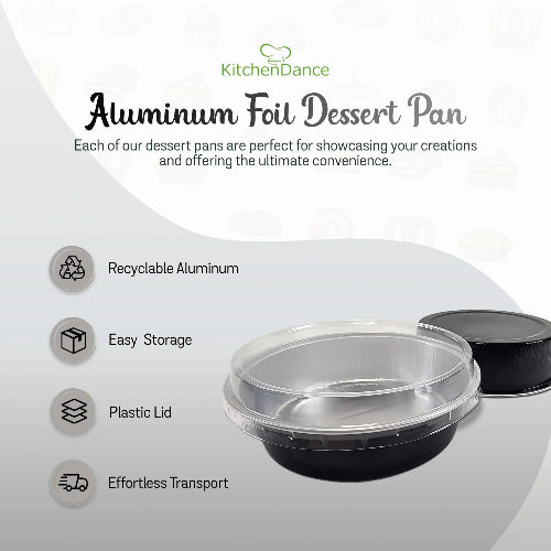8 oz. Smooth wall Disposable Round Foil Pan with Snap-on Plastic Lid  #A42P KitchenDance
