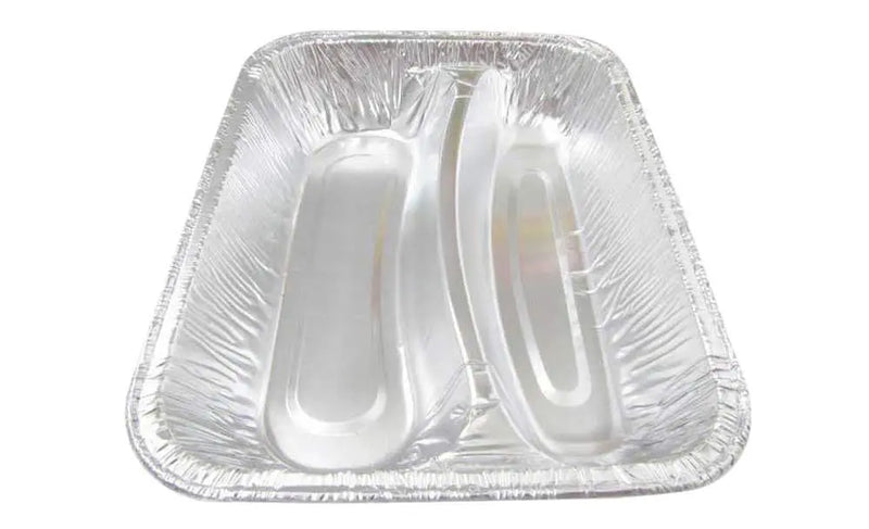 Disposable Aluminum Foil Two Compartment Hot Dog Tray   #215 Durable Packaging