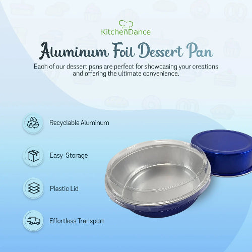 8 oz. Smooth wall Disposable Round Foil Pan with Snap-on Plastic Lid  #A42P KitchenDance