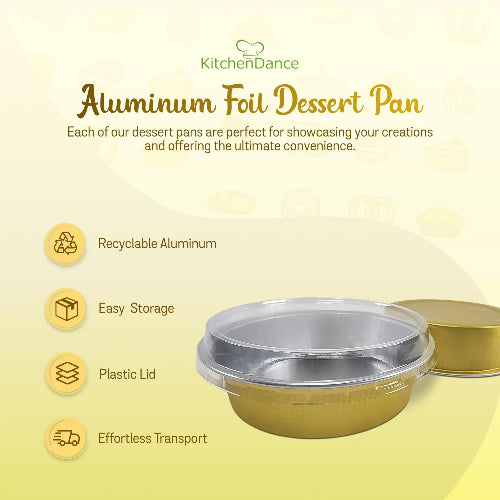 8 oz. Smooth wall Disposable Round Foil Pan with Snap-on Plastic Lid  #A42P KitchenDance