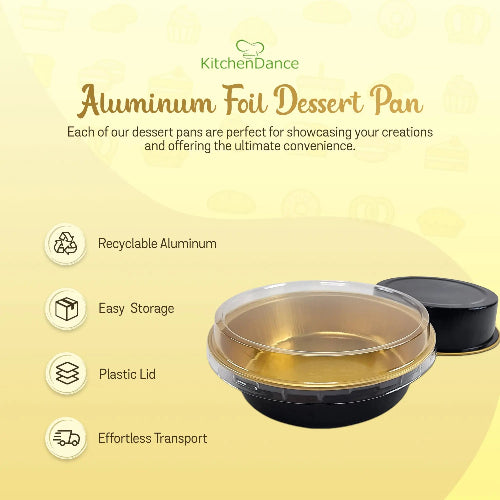 8 oz. Smooth wall Disposable Round Foil Pan with Snap-on Plastic Lid  #A42P KitchenDance